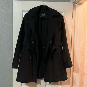 Sebby Collection weatherproof coat. Black. Size Medium